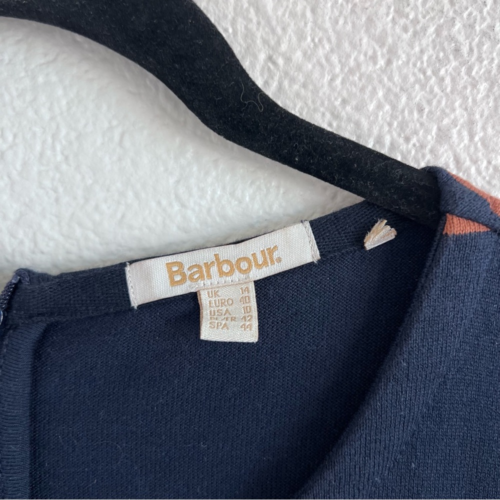 Barbour Women's Oyster Stripe Cotton Knit Midi Dress Navy - Picture 5 of 10